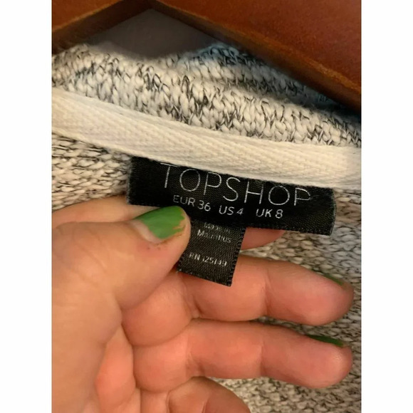 TOPSHOP 4 CARDIGAN KNIT GRAY GREY WHITE - Picture 2 of 3